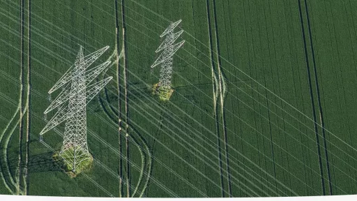 power towers in a field