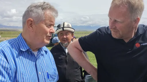 Kyrgyzstan farmer on field