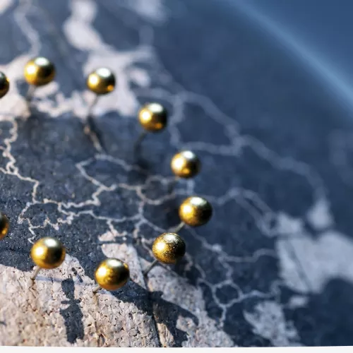 map of Europe with pins in a circle