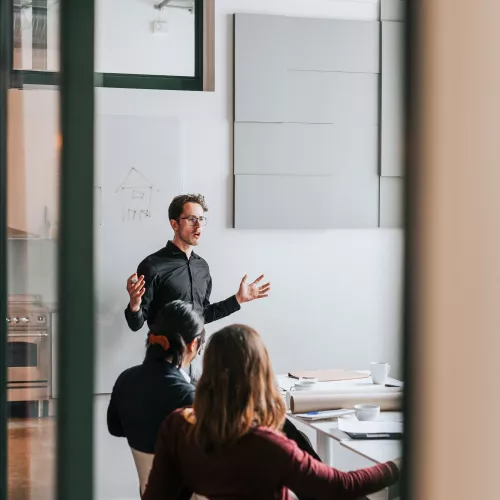 gopa employee presentiing infront of a group