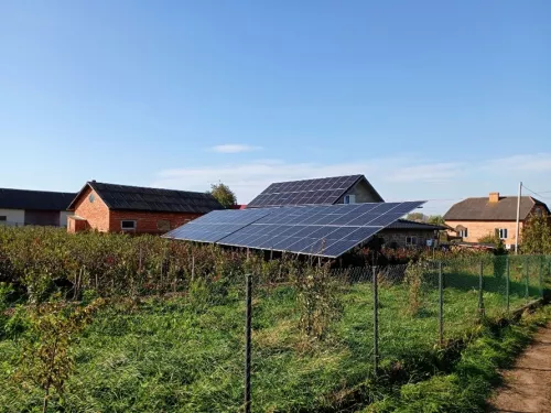 Solar panel in residential garden
